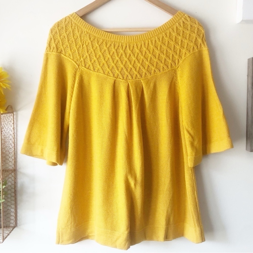 Vintage 90s Y2K B. Moss Marigold Yellow Two Button Cardigan 100% Cotton Size XL - Picture 3 of 10